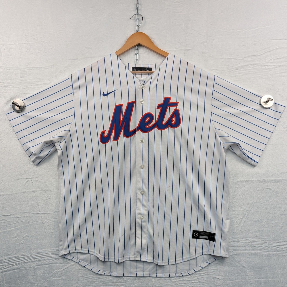 Nike Jersey Men's XXL White New York Mets Jacob deGrom Pinstripe MLB Sportswear